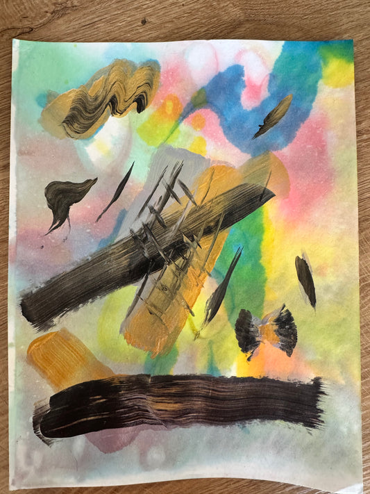 Original Art Work 002 -  Acrylic on Tie Dye Card Stock